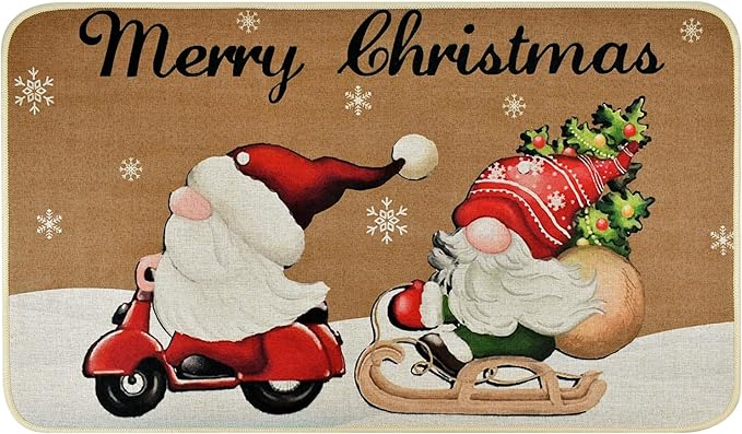 Vanleonet Merry Christmas Gnome Door Mat, Christmas Welcome Decorative Doormat,Winter Xmas Holiday Front Porch Rugs, Outdoor Indoor Entrance Doormat, Front Door Mats Floor Mat, 29 x 17 Inch