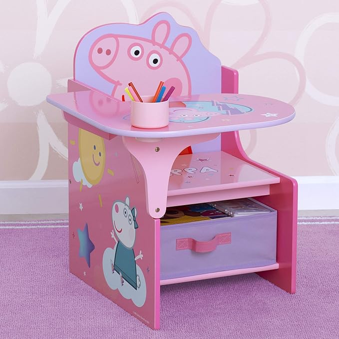 Delta Children Chair Desk with Storage Bin - Ideal for Arts & Crafts, Snack Time, Homeschooling, Homework & More, Peppa Pig