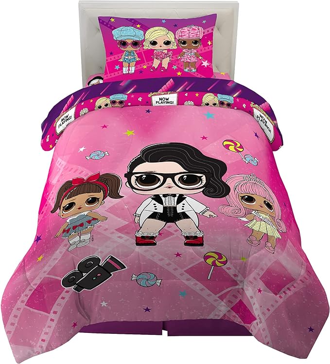 Franco Kids Bedding Super Soft Comforter and Sheet Set, 4 Piece Twin Size, LOL Surprise