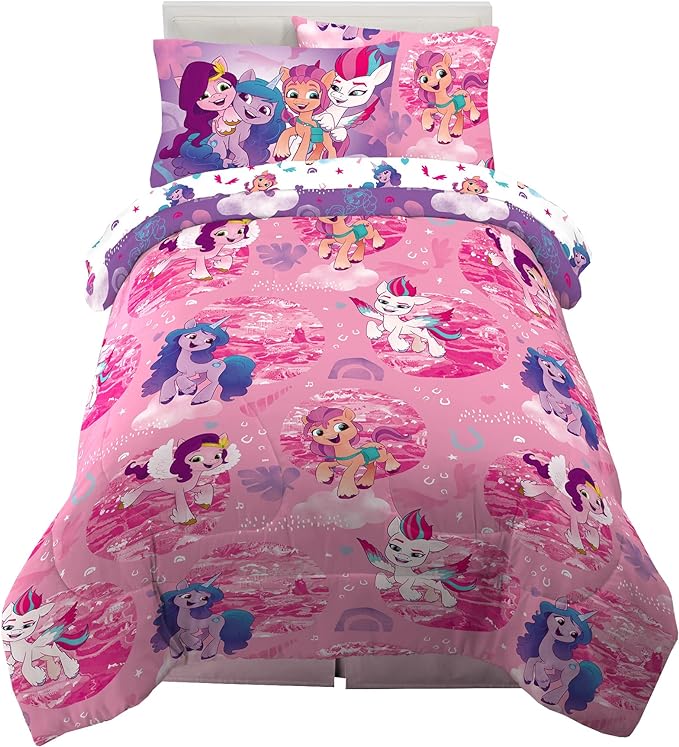 Franco Kids Bedding Super Soft Comforter and Sheet Set with Sham, 5 Piece Twin Size, My Little Pony