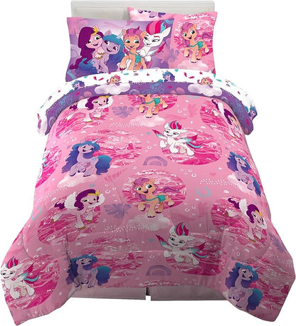 Franco Kids Bedding Super Soft Comforter and Sheet Set with Sham, 5 Piece Twin Size, My Little Pony
