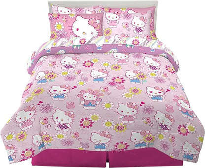Franco Kids Bedding Super Soft Comforter and Sheet Set with Sham, 7 Piece Full Size, Hello Kitty