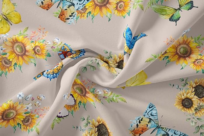 Tailor Shop Sunflower Comforter Sets King Size,Sunflower Bedding Sets for Teens Kids Butterflies Comforter Sets,Butterfly Bedding Sets Vintage Yellow Flowers Bedding Sets with 2 Pillowcases