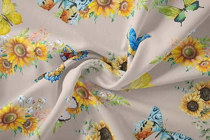 Tailor Shop Sunflower Comforter Sets King Size,Sunflower Bedding Sets for Teens Kids Butterflies Comforter Sets,Butterfly Bedding Sets Vintage Yellow Flowers Bedding Sets with 2 Pillowcases