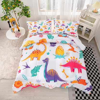 CVHOUSE Dinosaur Bedding Set,Dinosaur Comforter,Dinosaur Comforter Set Twin,Microfiber Quilt Set with 1 Comforter and 2 Pillow Cases- 3 Piece