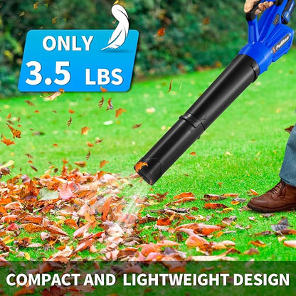 20V Cordless Leaf Blower with 2 Batteries and Charger, High Power 400 CFM Cordless Electric Leaf Blower with Two Nozzles Lightweight Handheld Blower for Lawn Care Patio Garden Leaves Yard