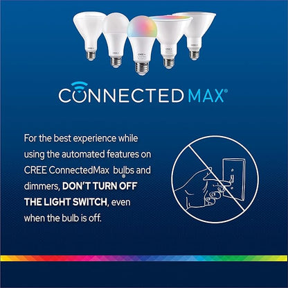 Cree Lighting Connected Max Smart Led Bulb Par38 Outdoor Flood Tunable White + Color Changing, 2.4 Ghz, Works with Alexa and Google Home, No Hub Required, Bluetooth + WiFi, 1Pk