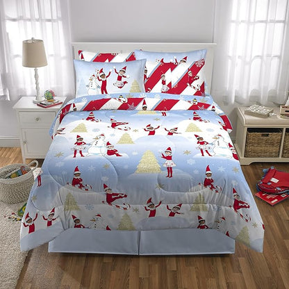 Franco Kids Bedding Soft Comforter and Sheet Set with Sham, 7 Piece Full Size, Elf on the Shelf