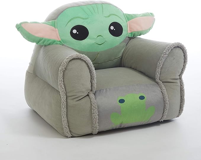 Idea Nuova Figural Mink with Sherpa Trim Bean Bag Chair for Toddlers and Kids, Star Wars Grogu