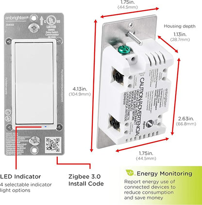 Enbrighten Zigbee Smart Light Switch, QuickFit & SimpleWire, Pairs Directly with Echo Show 10, Echo Studio, Eero Pro 6, Alexa & Google Assistant, Smart Light Switch, 43078