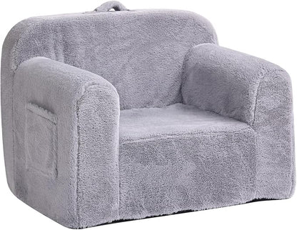 Tiita Kids Sofa, Children Couch with Carrying Handle & Side Pockets, Kids Foam Chair, Toddler Armrest Chair, Lightweight Children Sofa Chair, Kids Read Sofa for Girl or Boy (Grey)