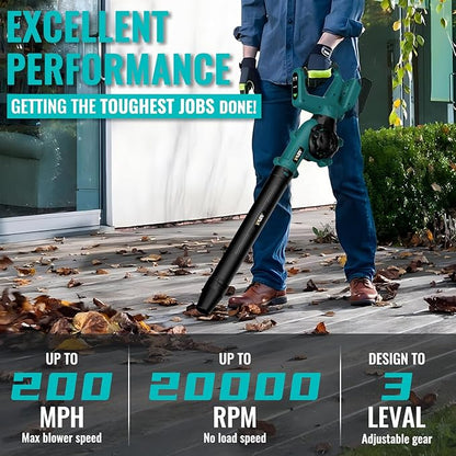 Leaf Blower, Cordless Leaf Blower for Makita 18V Battery, 3 Speed Modes Up to 200MPH, 270° Rotatable Electric Leaf Blower with 4 Blowing Nozzles for Lawn Care and Yard(Battery Not Included)