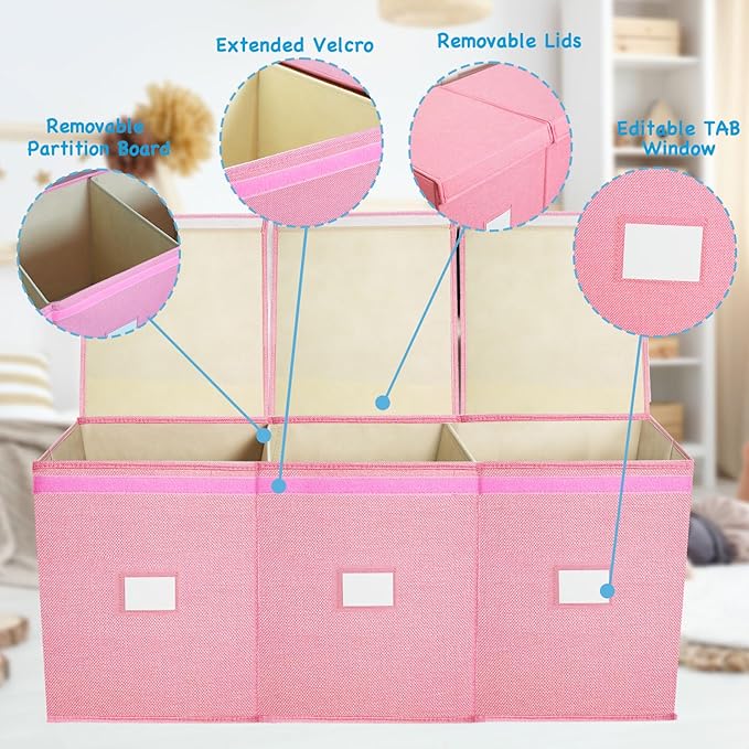 Large Toy Box Chest,Big Toy Storage Organizer,Storage Bins with Lids,Stuffed Animal Storage,Toy Bins for Kids Extra Large,Toddlers,Baby,Girls,Nursery,Living room,playroom(Pink)