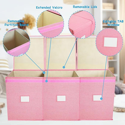 Large Toy Box Chest,Big Toy Storage Organizer,Storage Bins with Lids,Stuffed Animal Storage,Toy Bins for Kids Extra Large,Toddlers,Baby,Girls,Nursery,Living room,playroom(Pink)