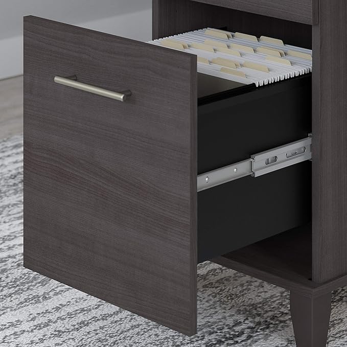 Bush SET018SG Somerset 72-Inch Computer Desk with Drawers and Hutch, Storm Gray