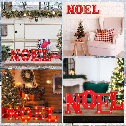 VIHOSE Christmas LED Letter Lights Sign Table Decoration Christmas Light up Letters Battery Powered Letter for Home Bar Christmas Party Bedroom Tabletop Decoration Gift(Noel)