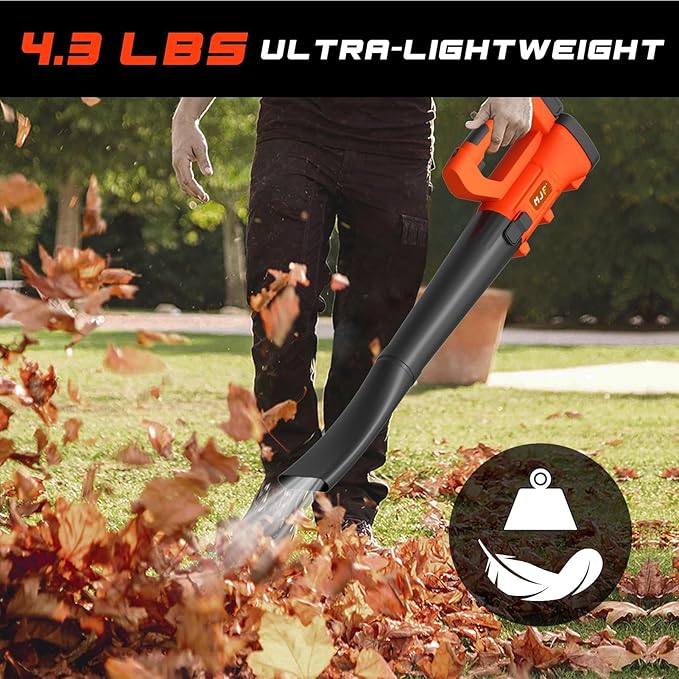 MJF Cordless Leaf Blower, 150MPH, 350CFM, 20V Brushless Motor, 2x2000mAh Batteries and Fast Charger, Lightweight, Electric Blower for Lawn Care, Yard Cleaning