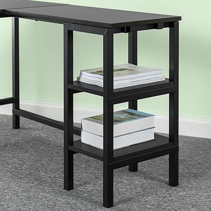 ZINUS Luke 53 Inch Black Metal Corner Desk with Storage Shelves / L-Shaped Computer Desk / Office Desk / Easy, Bolt Free Assembly, Medium, Espresso