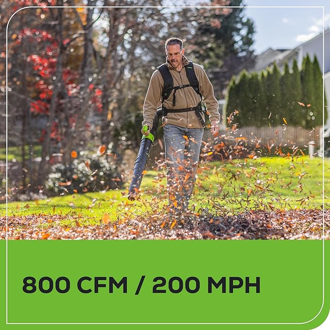 Greenworks 80V (800 CFM) Dual Port Backpack Blower with (2) 5.0 Ah Batteries, Dual Port Rapid Charger