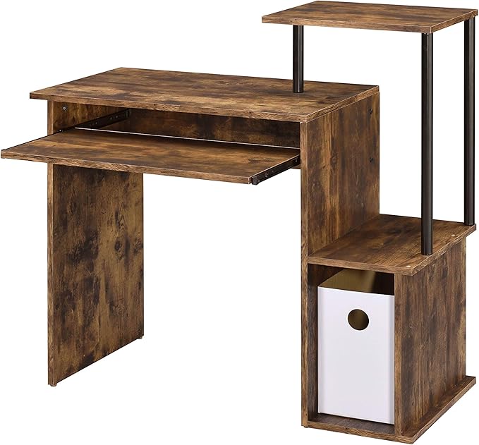 Acme Lyphre Wooden Top Computer Desk in Weathered Oak and Black