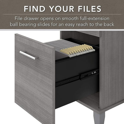 Bush Furniture Somerset 72W Office Desk with Drawers and Hutch in Platinum Gray