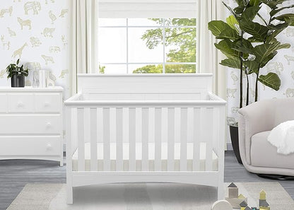 Delta Children Fancy 4-in-1 Convertible Crib and 6 Drawer Dresser Bundle, Bianca White