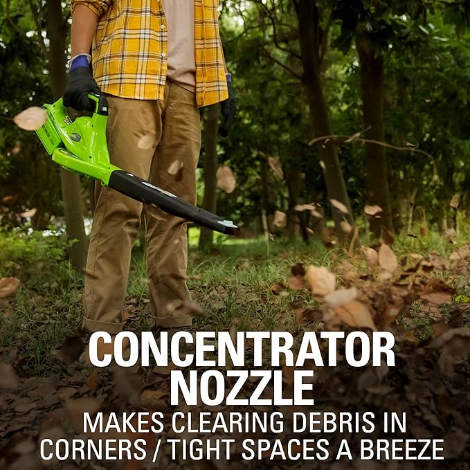 Greenworks 40V Leaf Blower/Sweeper, 150 MPH, Lightweight, Quiet, with 2.0 Ah Battery and Charger