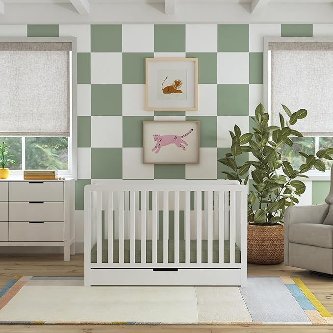 Carter's by DaVinci Colby 4-in-1 Convertible Crib with Trundle Drawer in White, Greenguard Gold Certified, Undercrib Storage