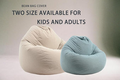 Stuffed Animal Storage Bean Bag Chair Cover (No Filler) Washable Ultra Soft Corduroy Bean Bag Cover for Organizing Plush Toys, Bean Bag for Adults