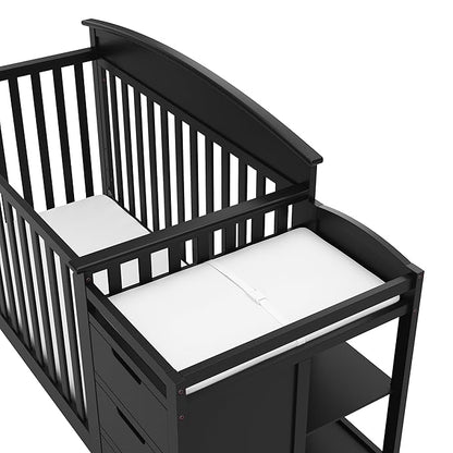 Graco Benton 4-in-1 Convertible Crib and Changer (Black) – GREENGUARD Gold Certified, Crib and Changing -Table Combo, Water-Resistant Changing Pad, Converts to Toddler Bed, Daybed & Full-Size Bed