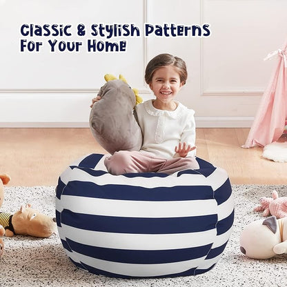 Nobildonna Stuffed Animal Storage Bean Bag Chair Cover Only for Kids Girls Toddler, Large Beanbag Chair Without Filling for Organizing Children Soft Plush Toys