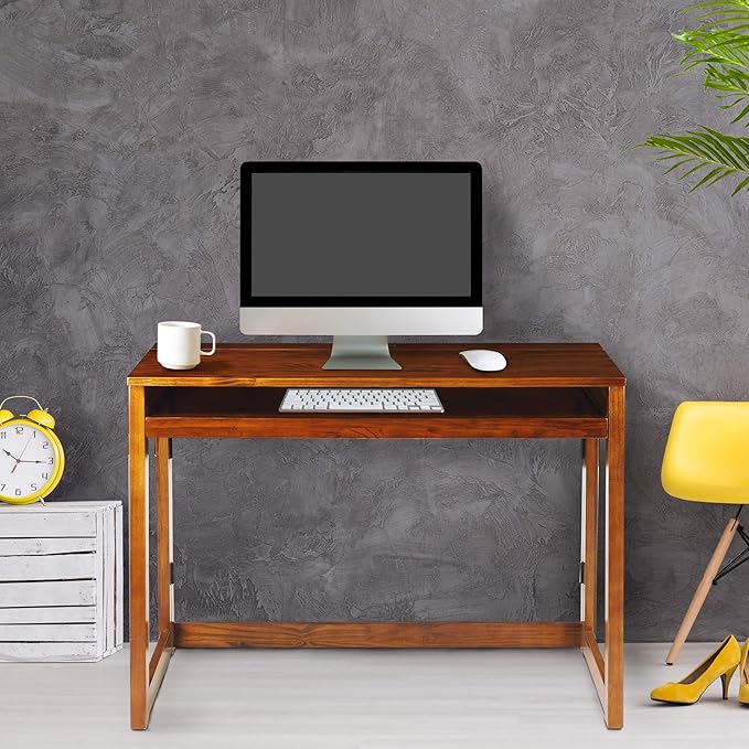 Casual Home Pull-Out & USB Port Folding Desk, Warm Brown (New)