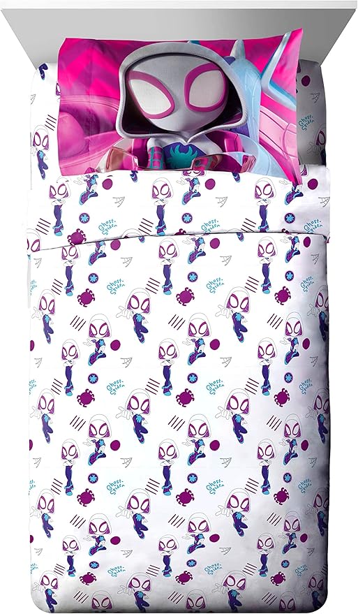 Marvel Spidey & His Amazing Friends Ghost Spider Gwen 5 Piece Twin Bed Set - Bedding includes Comforter & Sheet Set - Super Soft Fade Resistant Microfiber