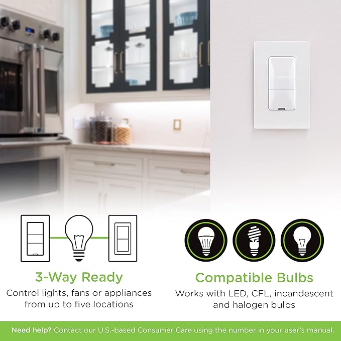 Enbrighten Z-Wave Smart Motion Sensor Light Indoor, On/Off, Vacancy/Occupancy Sensor, Includes White & Almond, Zwave Hub Required, Works with SmartThings, Wink, & Alexa, Smart Light Switch, 26931