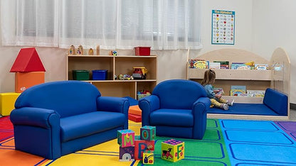 Children's Factory As We Grow Chair and Couch, Blue, CF805-309, Flexible Classroom Seating, Toddler Nursery Décor, Kids Playroom or Daycare Furniture