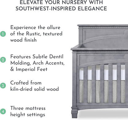 Evolur Santa Fe 5-in-1 Convertible Crib, Storm Grey