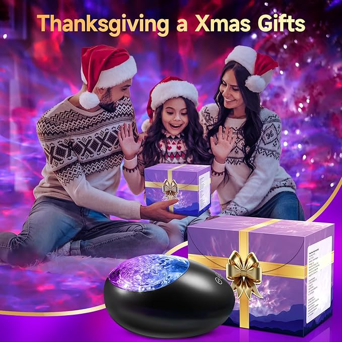One Fire Gifts Box Galaxy Projector Light with 10 White Noise & Bluetooth Music, Remote Timer Galaxy Lights for Bedroom, Room Decor
