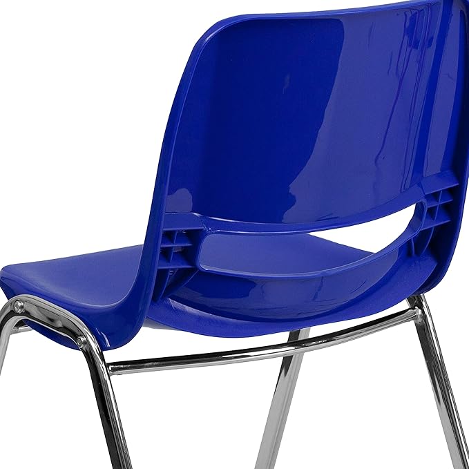 Flash Furniture HERCULES Series 661 lb. Capacity Navy Ergonomic Shell Stack Chair with Chrome Frame and 16'' Seat Height