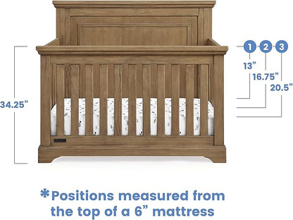 Delta Children Simmons Kids Paloma 4-in-1 Convertible Crib, Greenguard Gold Certified, Rustic Acorn