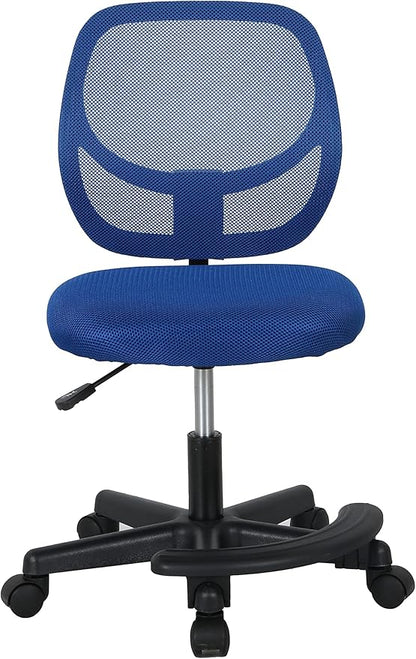 Amazon Basics Kids Adjustable Mesh Low-Back Swivel Study Desk Chair with Footrest, Blue