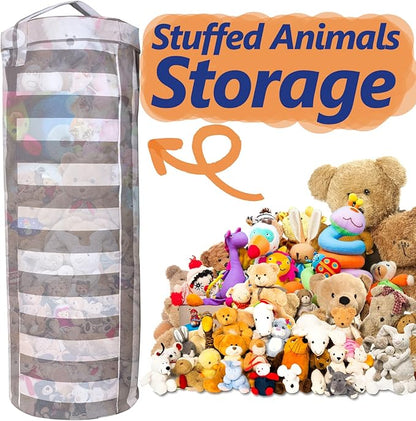 Stuffed Animal Storage Bean Bag Cover for Kids - Organize, Sit, Play & Box Help Promote Comfort and Relaxation - Perfect Playroom & Bedroom Plush Toys Beanbag, Cylinder, Best Gift for Kids