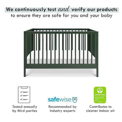 DaVinci Birdie 3-in-1 Convertible Crib, Forest Green, Easy Assemble, Greenguard Gold Certified