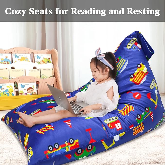 Jorbest Stuffed Animal Bean Bag Storage, Cute Excavator Stuffed Animal Storage Bean Bag Chair Cover for Kids and Adults, Luxury Velvet Bean Bag Covers Only without Filling, (200L/52 Gal)