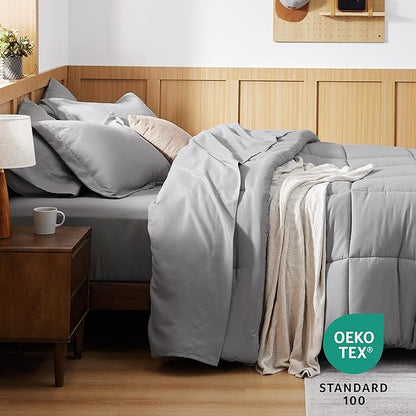Bedsure Twin XL Comforter Set with Sheets - 5 Pieces Twin XL Grey Bedding Sets for College, Twin Extra Long Size Bed in a Bag with Comforter, Sheets, Pillowcase & Sham
