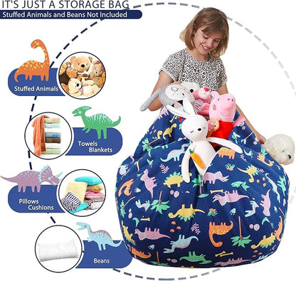 Aubliss Stuffed Animal Bean Bag Storage Chair (Dinosaur, X-Large (48''))