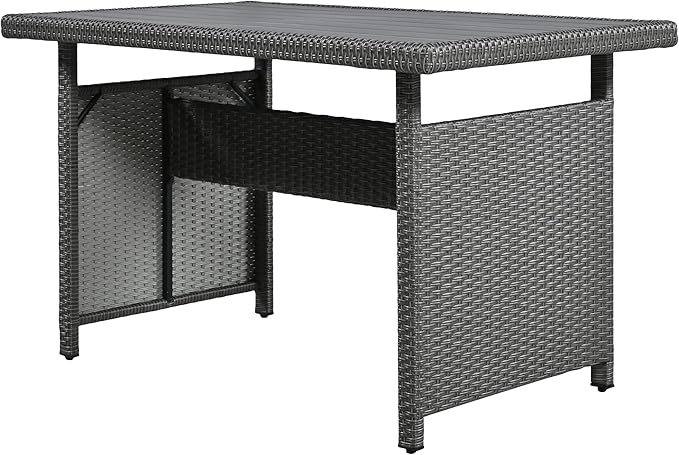 5 Piece Outdoor Furniture Patio Conversation with Dining Table&Bench, Sectional PE Wicker L-Shaped Sofa w/2 Extendable SideTable&Cushions&Washable Covers, Garden Rattan Couch, Gray