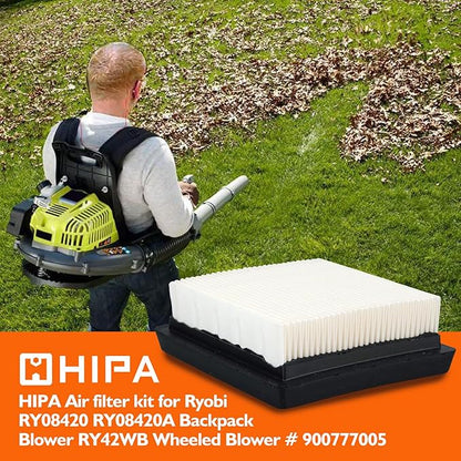 Hipa BP42 Air Filter Compatible with Ryobi RY08420 RY08420A Replace # 900777005, 30805407, 308054093 with Fuel Lines, Primer Bulb, Fuel Filter, Spark Plug Backpack Blower Repower Kit