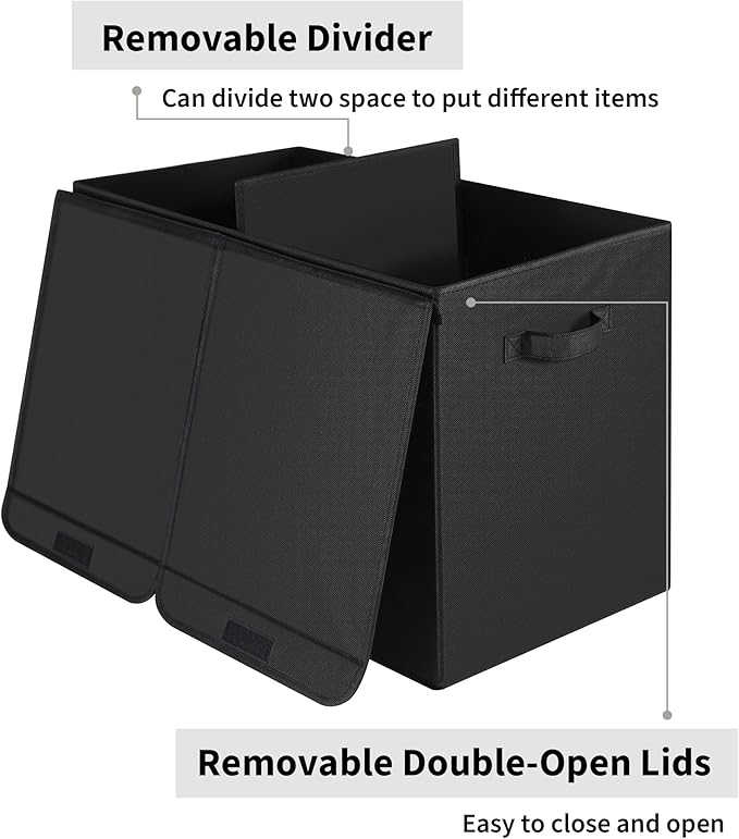 GRANNY SAYS Toy Chest with Lids, Foldable Toy Storage Organizer with Handles, Stuffed Animal Storage for Nursery Room Playroom, Living Room, Large Toy Box for Boys and Girls, Black