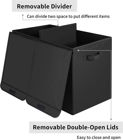 GRANNY SAYS Toy Chest with Lids, Foldable Toy Storage Organizer with Handles, Stuffed Animal Storage for Nursery Room Playroom, Living Room, Large Toy Box for Boys and Girls, Black