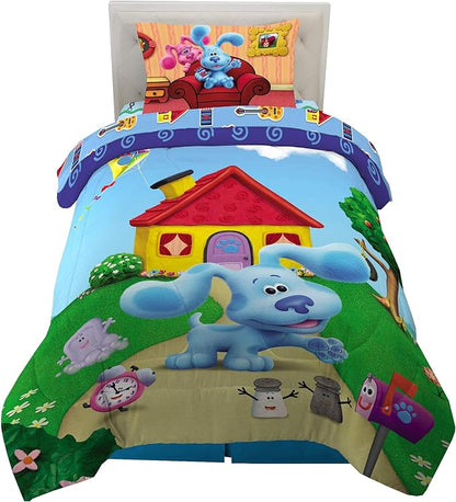 Franco Kids Bedding Super Soft Comforter and Sheet Set, 4 Piece Twin Size, Blues Clues